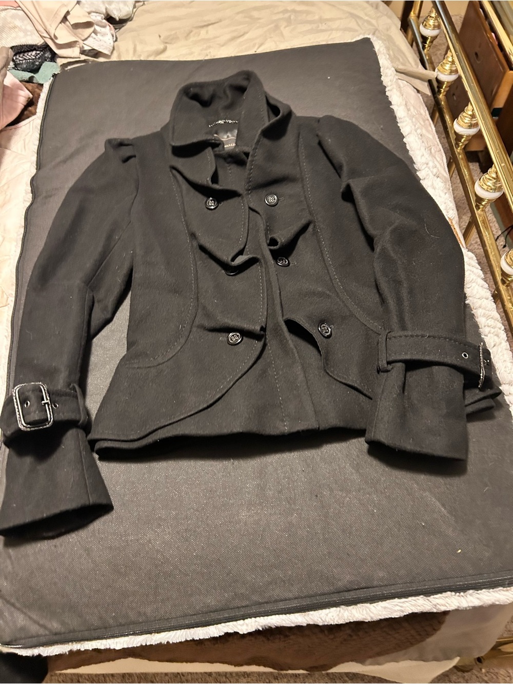 Black Women's Tailored Wool-Blend Button Jacket